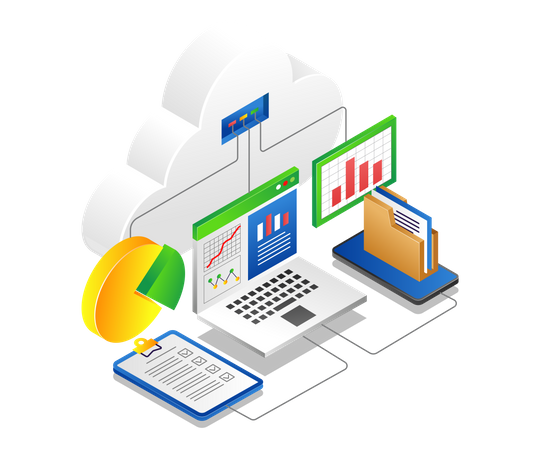 Cloud server data analysis  Illustration