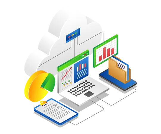 Cloud server data analysis  Illustration