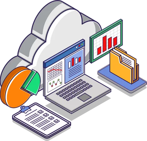 Cloud server data analysis  Illustration