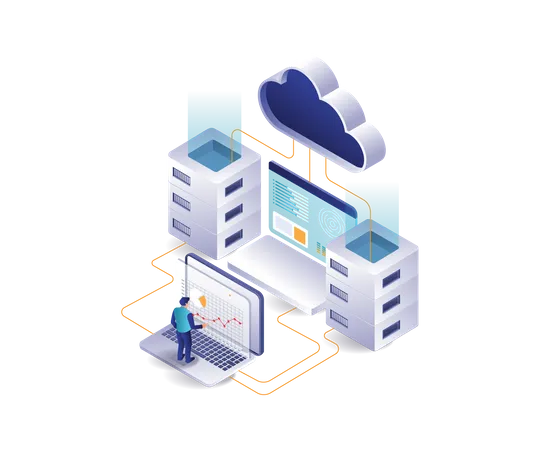 Cloud server data analysis professional Illustration