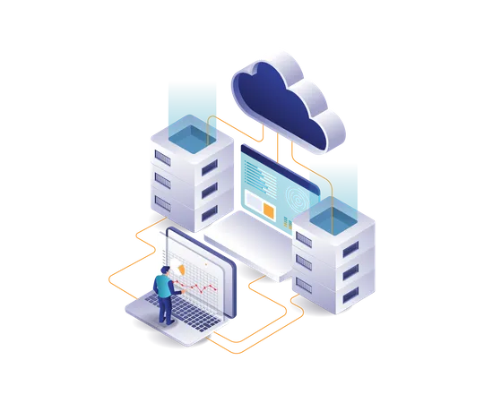 Cloud server data analysis professional  Illustration