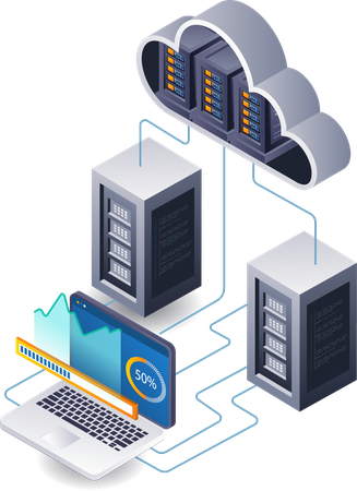 Cloud server data analyst technology  Illustration