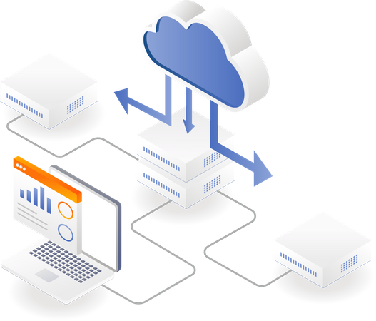 Cloud server data analytics platform Illustration