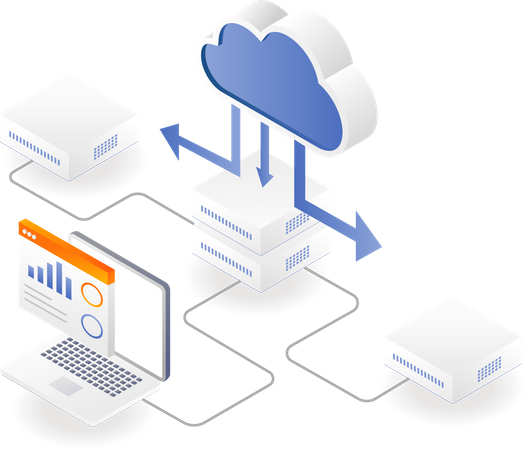 Cloud server data analytics platform  Illustration