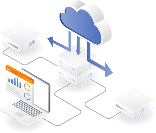 Cloud server data analytics platform  Illustration