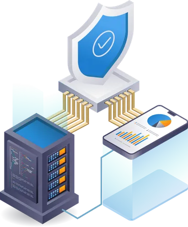 Cloud server data business analyst  Illustration