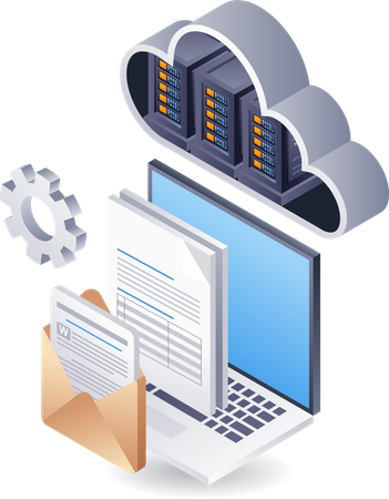 Cloud server data computer  Illustration
