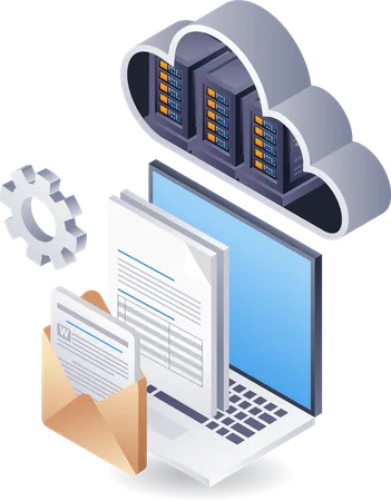 Cloud server data computer  Illustration