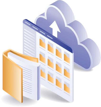 Cloud server data folder digital computer  Illustration