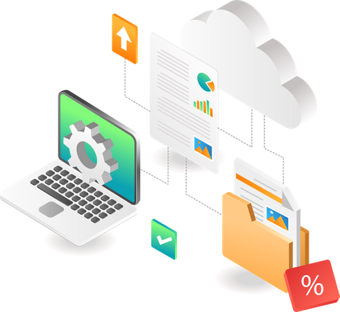 Cloud server data network  Illustration