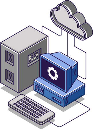 Cloud server data processing  Illustration