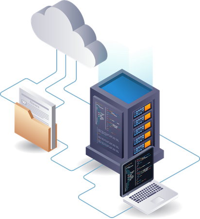 Cloud server data programming language  Illustration