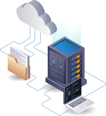 Cloud server data programming language  Illustration