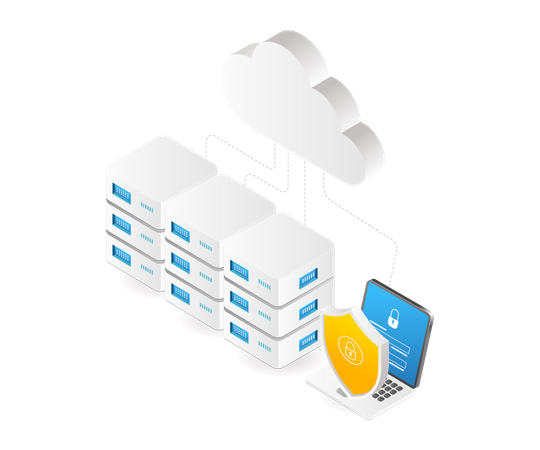 Cloud server data security computer network  Illustration
