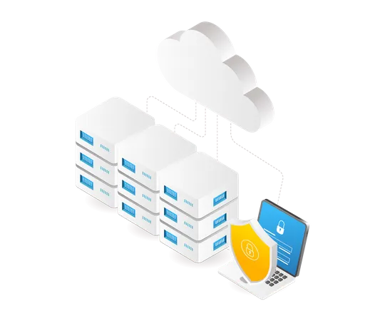 Cloud server data security computer network  Illustration