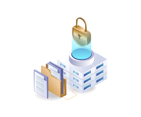 Cloud server data security  Illustration