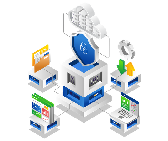 Cloud server data security  Illustration