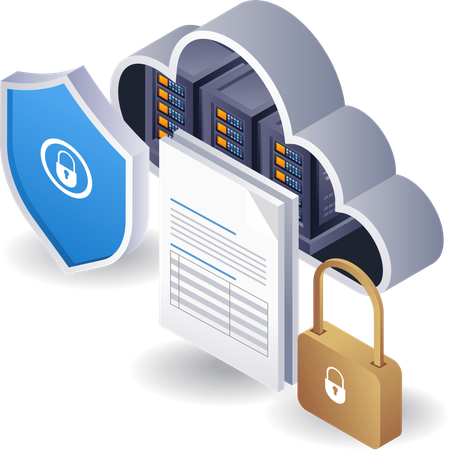 Cloud server data security lock  Illustration
