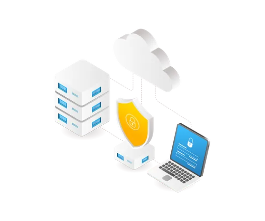 Cloud server data security network  Illustration