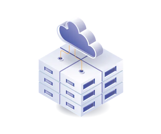 Cloud server data storage Illustration