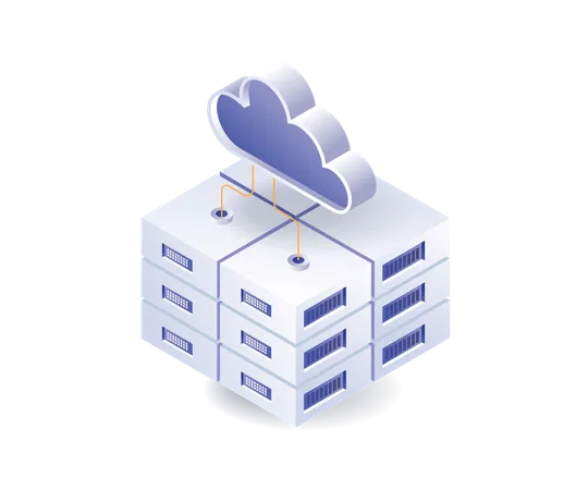 Cloud server data storage  Illustration