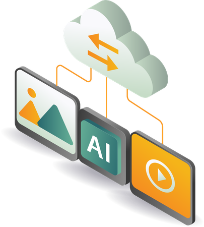 Cloud server data with ai technology  Illustration