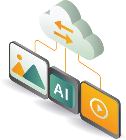 Cloud server data with ai technology  Illustration