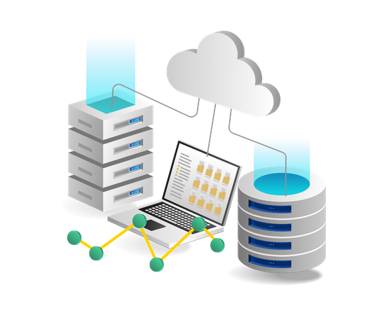 Cloud Server Database Illustration