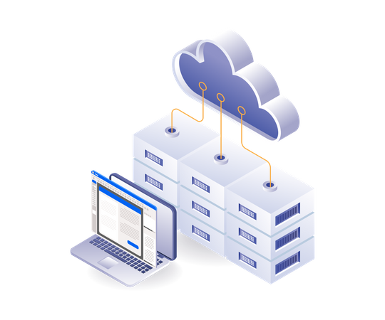 Cloud server database storage application  Illustration
