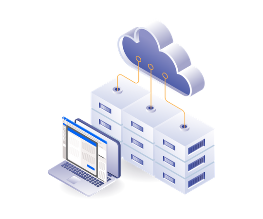 Cloud server database storage application  Illustration