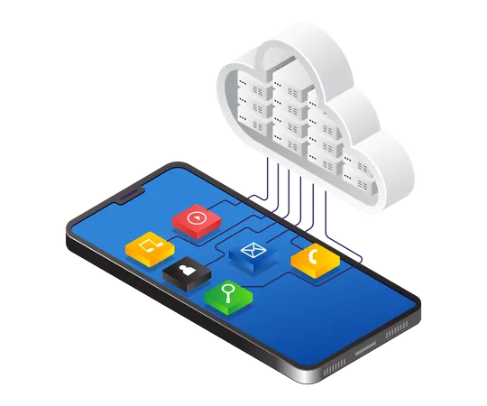 Cloud-Server-Daten-App Smartphone  Illustration