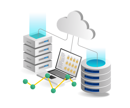 Cloud-Server-Datenbank  Illustration