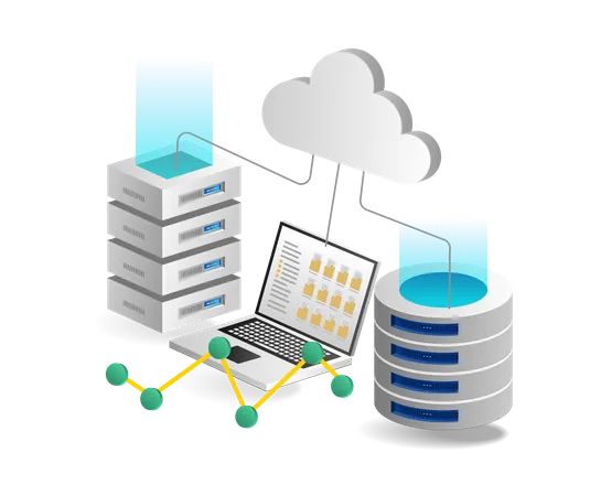 Cloud-Server-Datenbank  Illustration