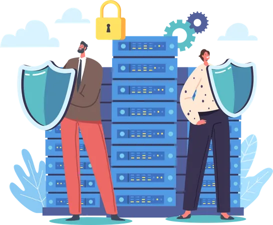 Schutz von Cloud-Server-Datenbanken  Illustration