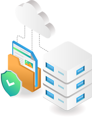 Datensicherheit auf Cloud-Servern  Illustration