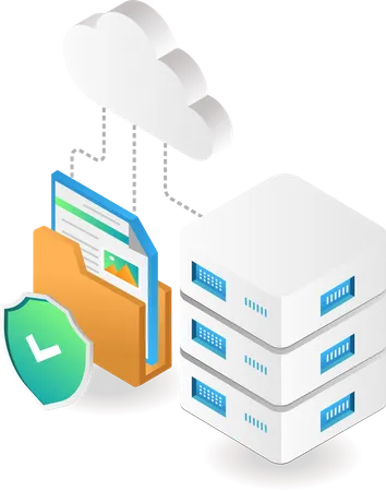 Datensicherheit auf Cloud-Servern  Illustration