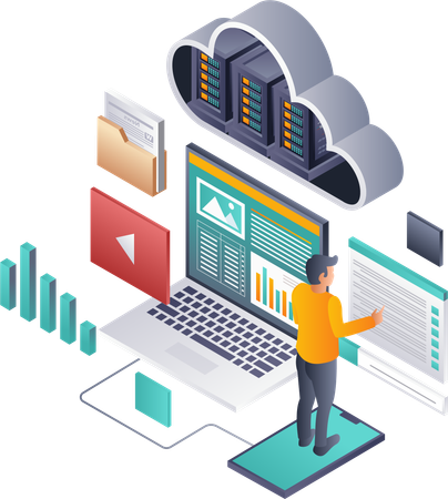 Cloud Server Datenwartung  Illustration