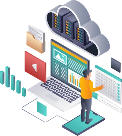 Cloud Server Datenwartung  Illustration