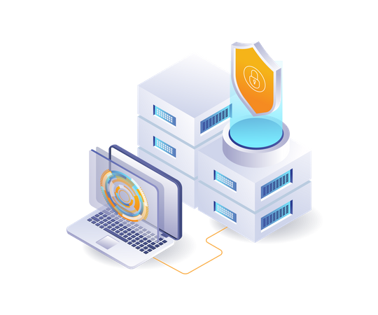 Cloud server digital transformation security  Illustration