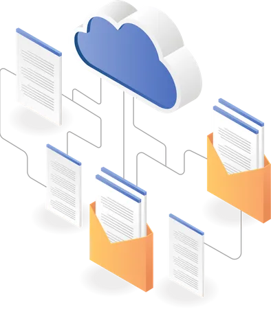 Cloud server email data network  Illustration