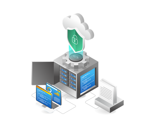 Cloud server endpoint security maintenance  Illustration