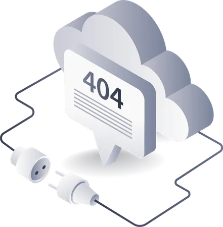 Cloud server error 404 technology system  Illustration