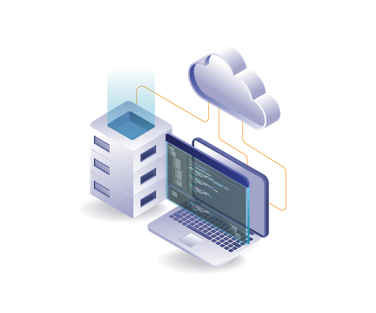 Cloud server hosting analysis programming language Illustration
