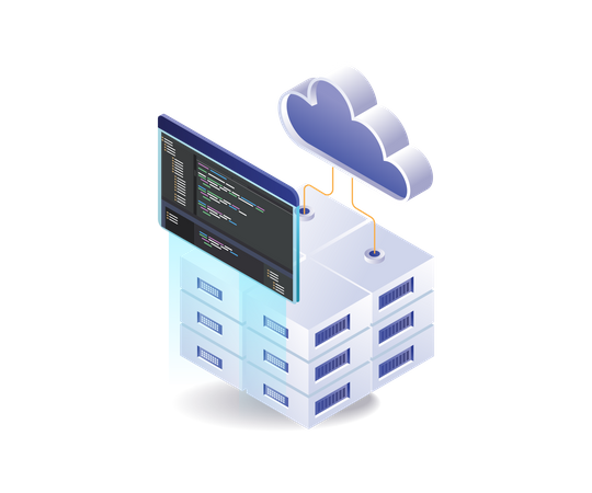 Cloud server hosting program language  Illustration