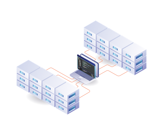 Cloud server hosting programming language data analysis Illustration