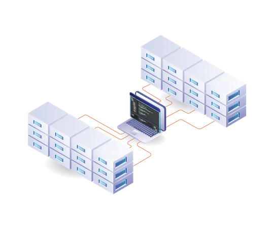 Cloud server hosting programming language data analysis  Illustration