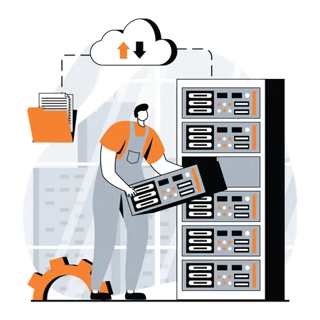 Cloud server maintenance  Illustration