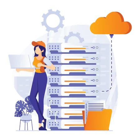 Cloud Server Maintenance Illustration