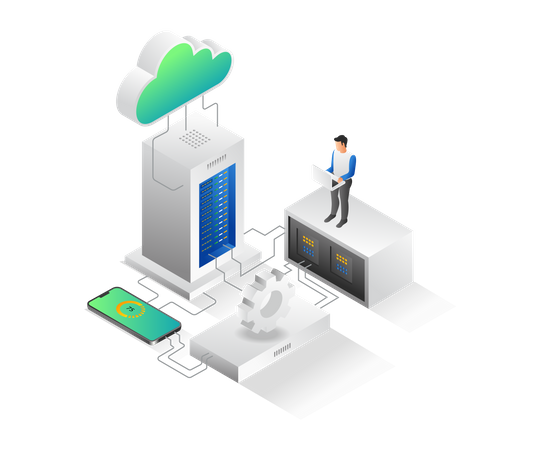 Cloud server maintenance Illustration