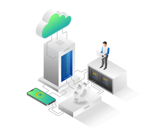 Cloud server maintenance Illustration